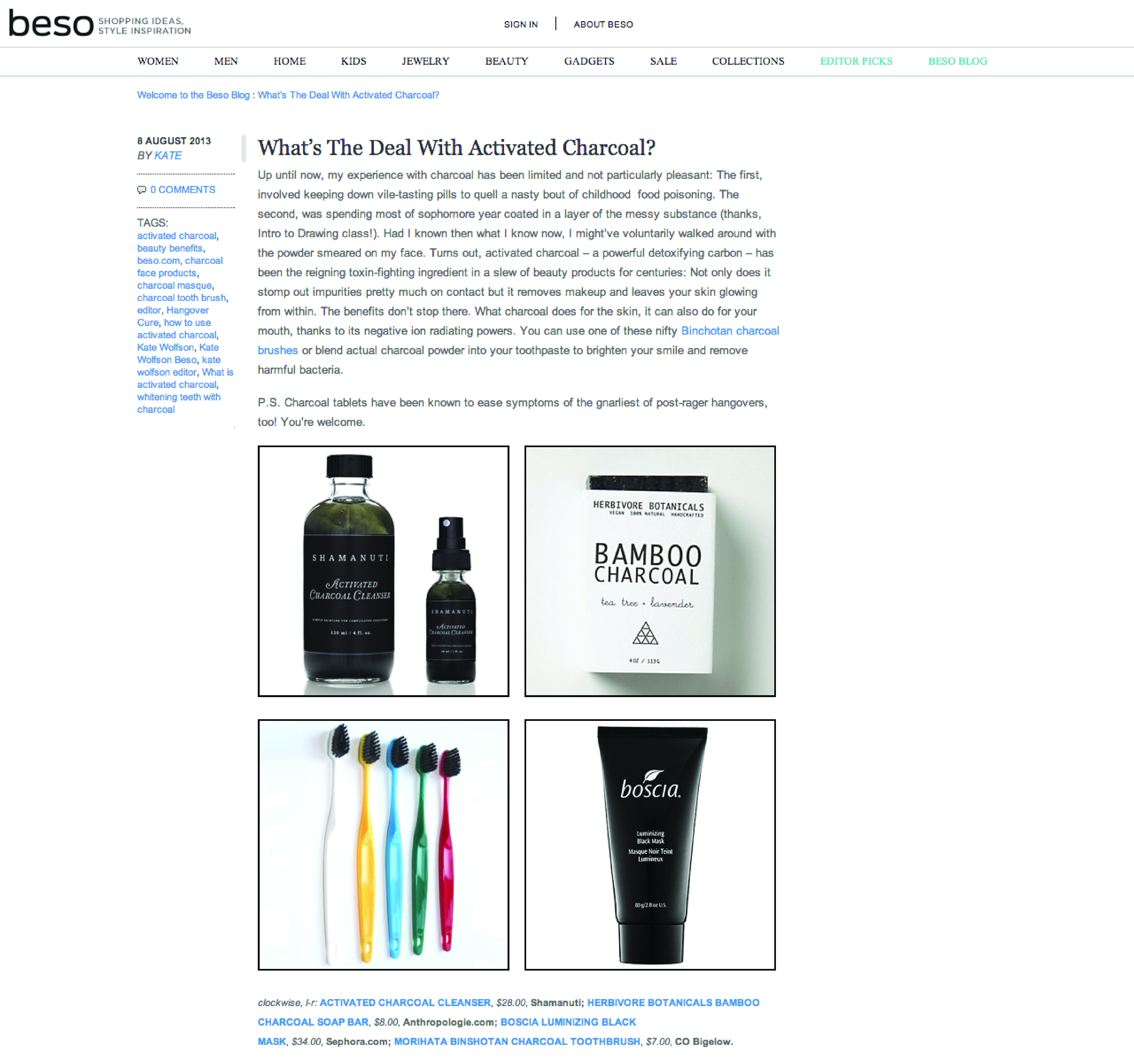 What's The Deal With Activated Charcoal? by Kate Wolfson for Beso