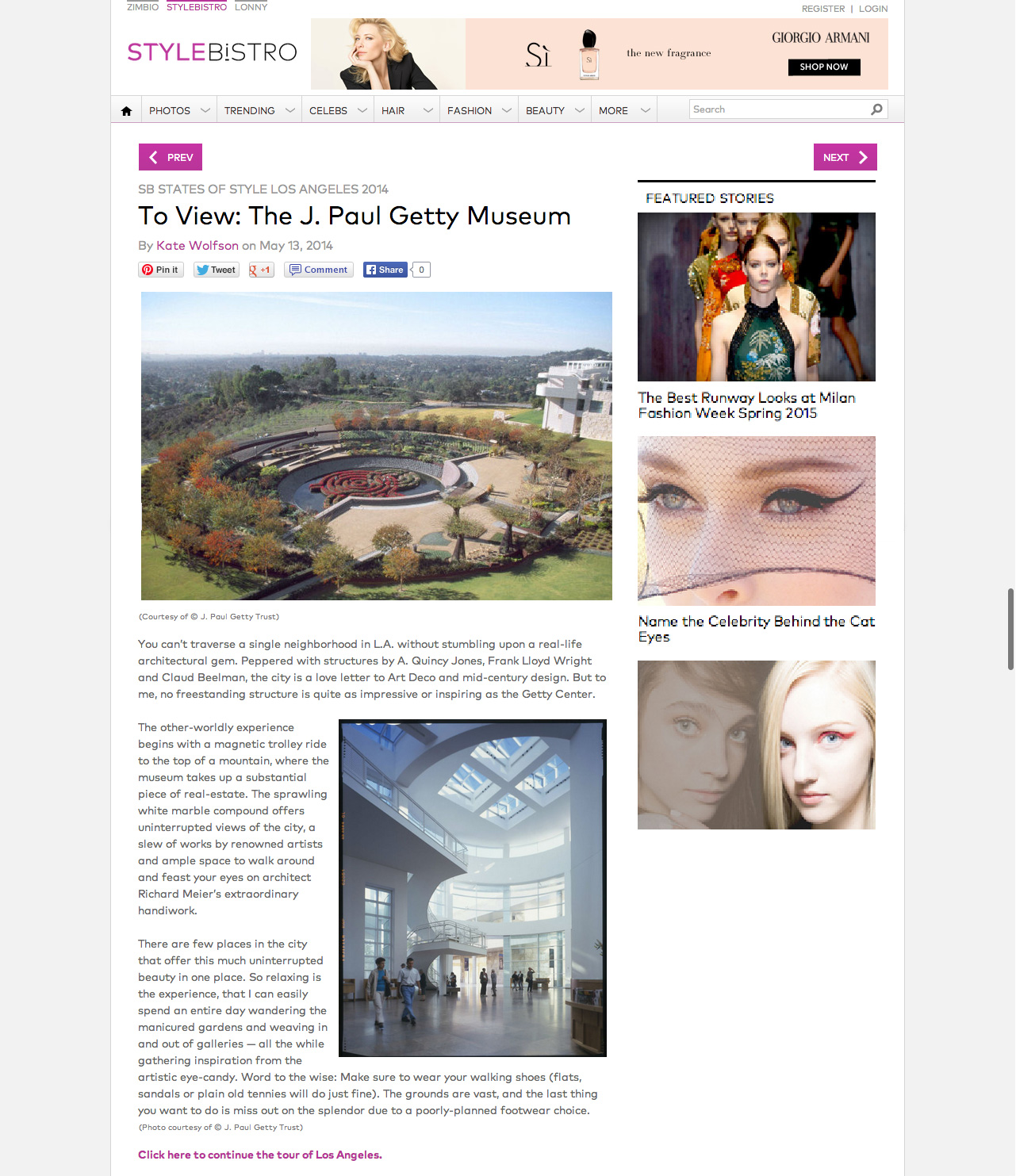 To View: The J. Paul Getty Museum for Style Bistro by Kate Wolfson